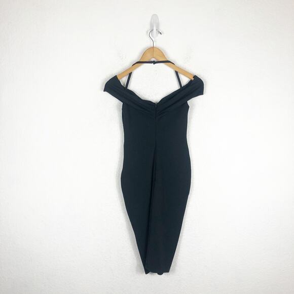 Nookie Athena Off Shoulder Black Midi Dress Size Small NON1722 Cocktail Chic - Picture 13 of 14